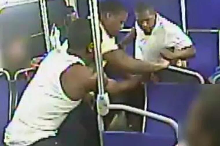 Police say these three men beat a SEPTA passenger in front of horrified riders on Tuesday, June 25, 2013.