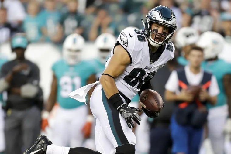 Zach Ertz was fifth among tight ends last season in receptions. YONG KIM / Staff Photographer