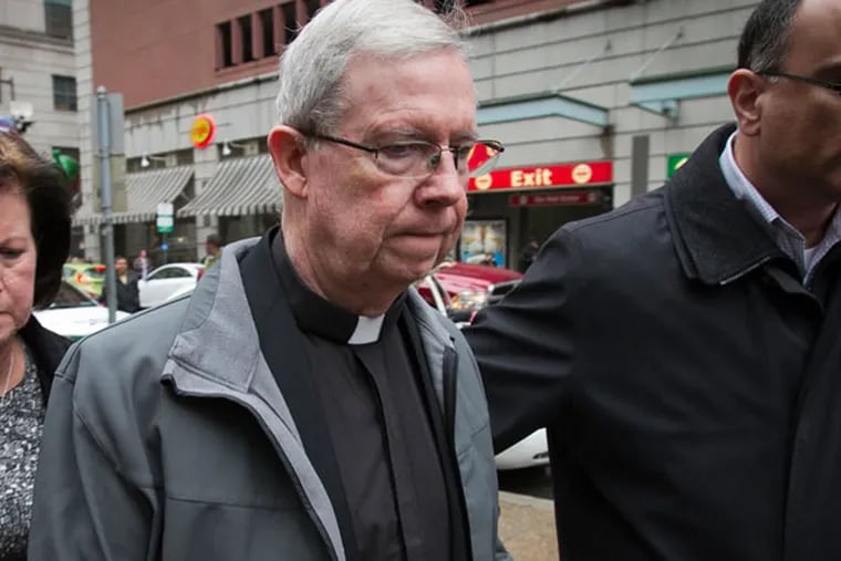 Monsignor William Lynn leaves the Criminal Justice Center in Philadelphia on Monday, January 6, 2014. Monsignor Lynn was released from prison after his conviction was reversed. ( ALEJANDRO A. ALVAREZ / STAFF PHOTOGRAPHER )