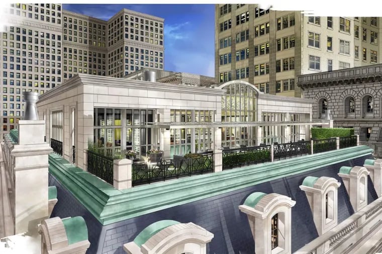 Rendering of the rooftop restaurant proposed for the Union League.