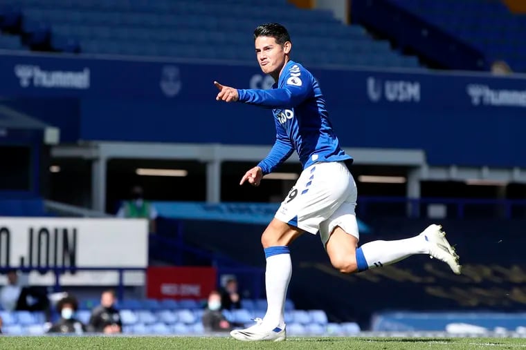 James Rodriguez has helped Everton take first place in the Premier League through four games.