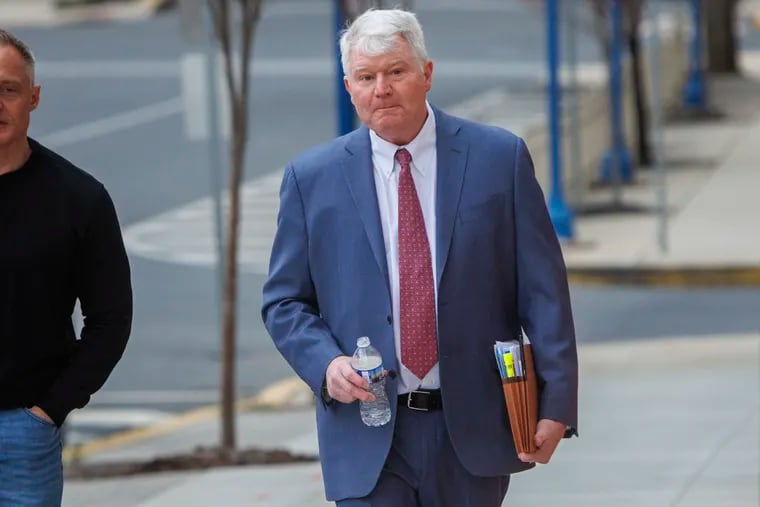 Former labor leader John Dougherty arrives at the federal courthouse in Reading in March.