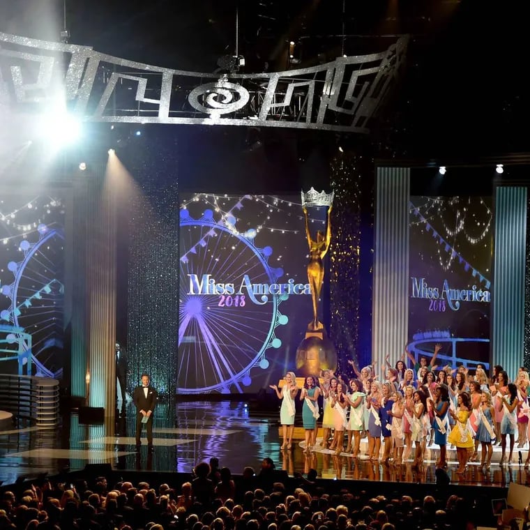 Contestants are on stage at the start of the 97th Miss America Pageant in Atlantic City in 2017.