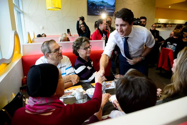Liberal leader Justin Trudeau makes a campaign stop in Terrebonne, Quebec on Thursday Oct. 17, 2019.