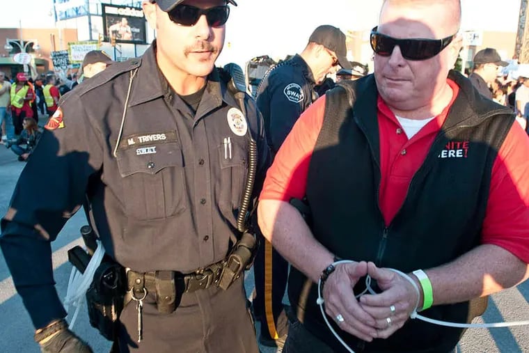 Robert McDevitt, Local 54's president, was arrested during the protest. &quot;[Carl Icahn] is trying to take advantage of the meltdown in Atlantic City,&quot; he said.