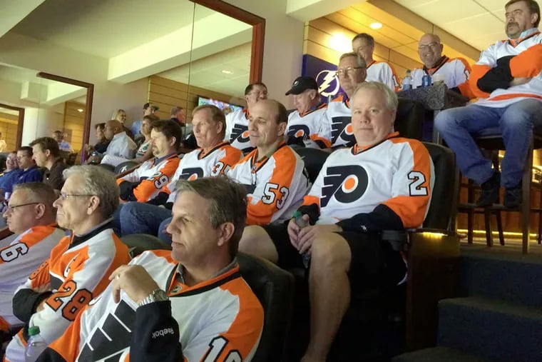 The Flyers' father contingent takes in Thursday's game in Tampa against the Lightning.