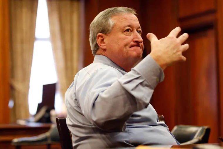 Philadelphia Mayor Jim Kenney discuss his first week as mayor during a meeting with a member of the media in his office at City Hall on Sunday, January 10, 2016.