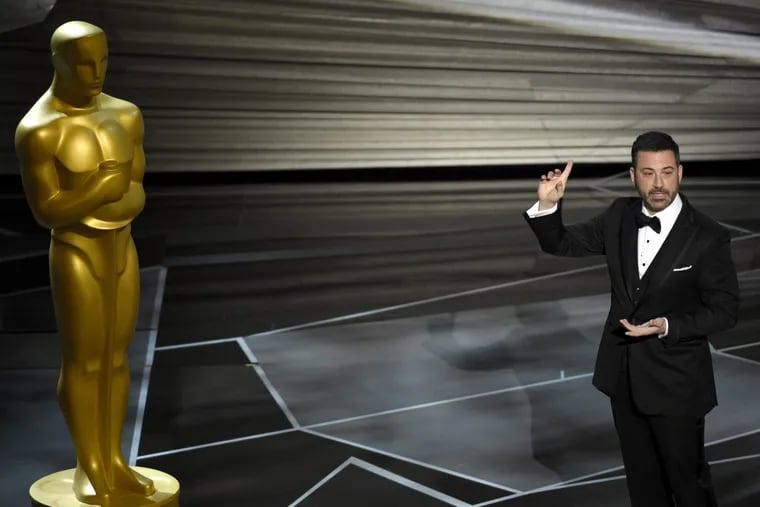 Host Jimmy Kimmel speaks at the Oscars on Sunday, March 4, 2018, at the Dolby Theatre in Los Angeles.