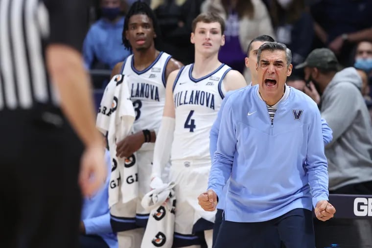 Villanova coach Jay Wright expressing his displeasure with an official's call during a January game against Creighton.