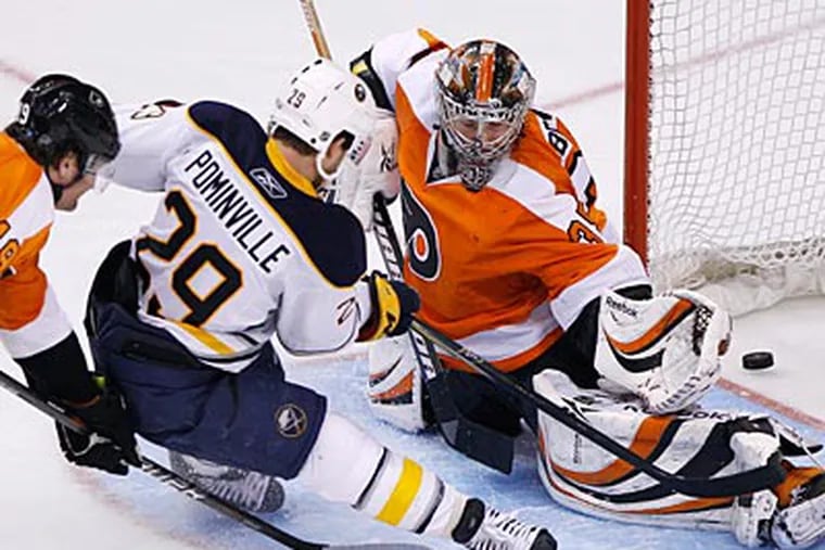 The Flyers fell to the Sabres, 5-3, at the Wells Fargo Center on Saturday afternoon. (Matt Slocum/AP Photo)