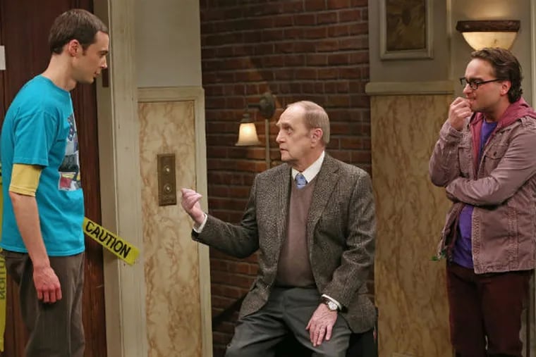 Bob Newhart (center) with Jim Parsons (left) and Johnny Galecki of "The Big Bang Theory"