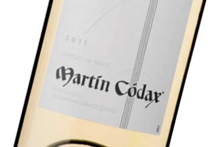The Martin Codax Rias Baixas Albarino is delicate and medium-bodied
with a crisp, dry finish.