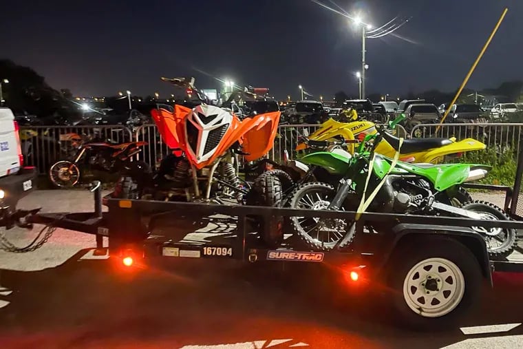Some of the 23 ATVs and dirt bikes confiscated by the PPD in the last two days.