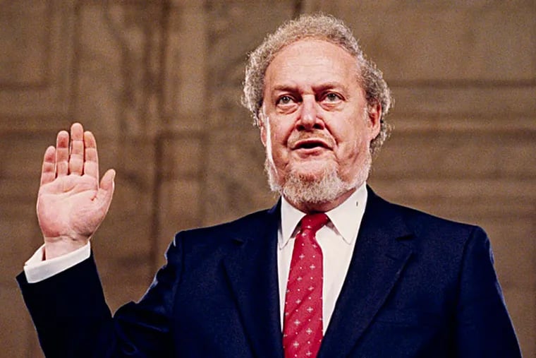 Judge Robert H. Bork is sworn in before a Senate committee at his 1987 confirmation hearing. Associated Press, file