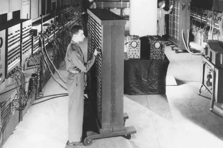 This 1946 photograph shows ENIAC, a 30-ton electronic machine at the University of Pennsylvania. In the 1980s the National Society of Professional Engineers named ENIAC as one of the 10 most outstanding engineering achievements of the past 50 years. (AP Photo)