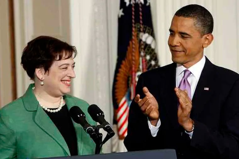President Obama applauds his Supreme Court nominee, U.S. Solicitor General Elena Kagan, after introducing her yesterday at the White House.