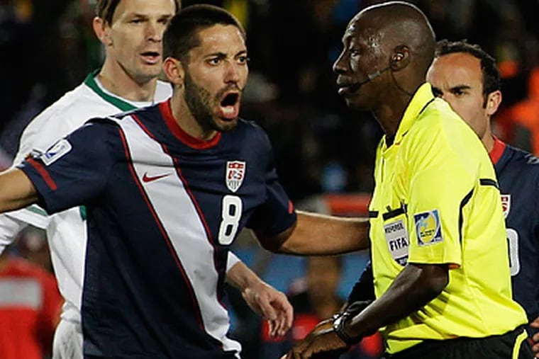 Clint Dempsey did not hide his opinion after the foul that ruled out the U.S.' game-winning goal Friday.(Elise Amendola/AP)