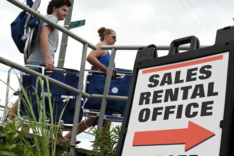 A realty company sign in Ocean City Tuesday, Aug. 8, 2023. During the last three summers Shore home owners were able to raise rents due to the increased demand as everyone went to the Shore. This summer, though, weeks are open and prices are dropping.