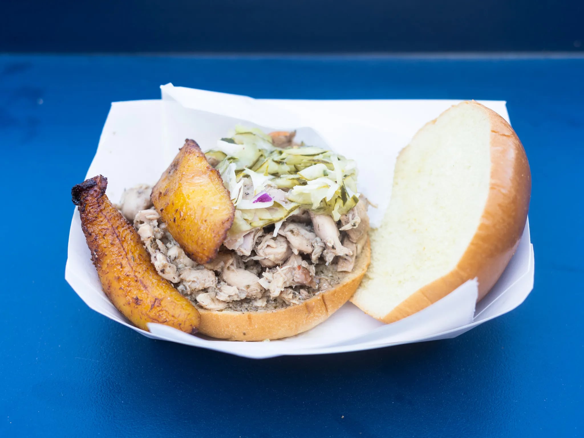 Jerk chicken sandwich from Bull's BBQ concession stand at Citizens Bank Park.