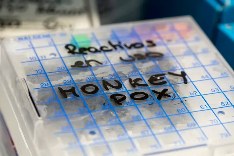 Monkeypox samples inside a fridge at the microbiology laboratory of La Paz Hospital on June 6 in Madrid, Spain.