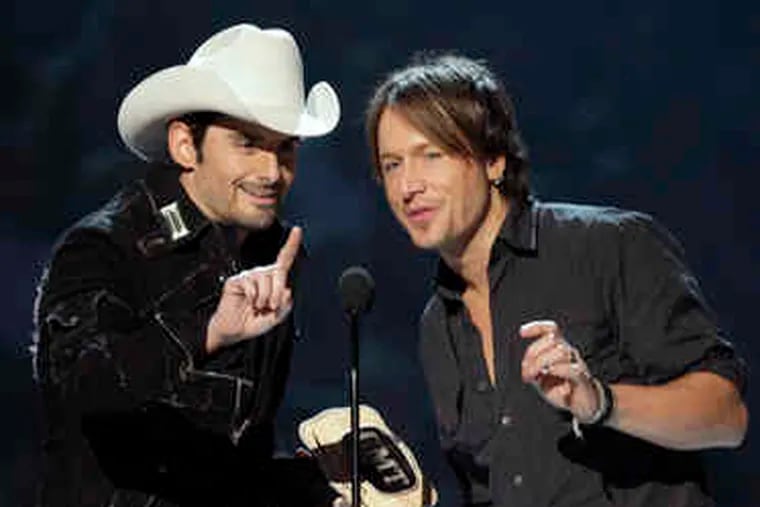 The Collaborative Video of the Year Award went last night to Brad Paisley (left) and Keith Urban. Paisley was among performers during the Country Music Television awards show in Nashville.