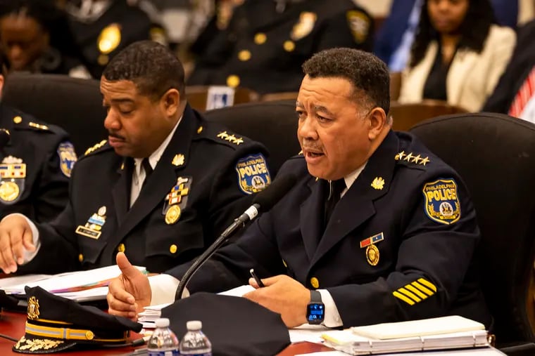 Philadelphia Police Commissioner Kevin Bethel speaks at the City Council budget hearing on Tuesday.