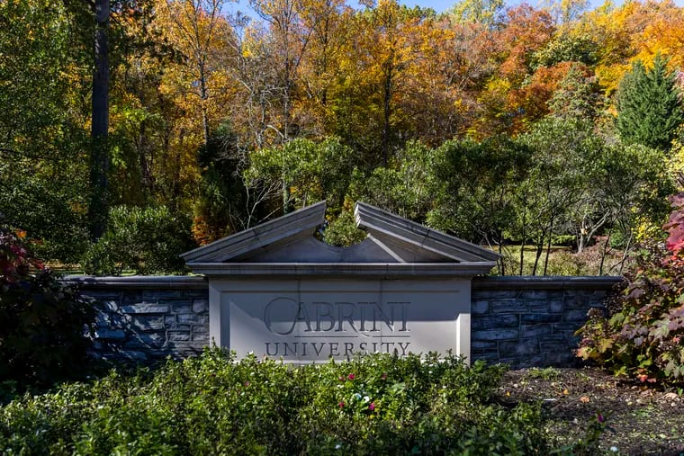 The Cabrini University sign on its campus in Radnor.