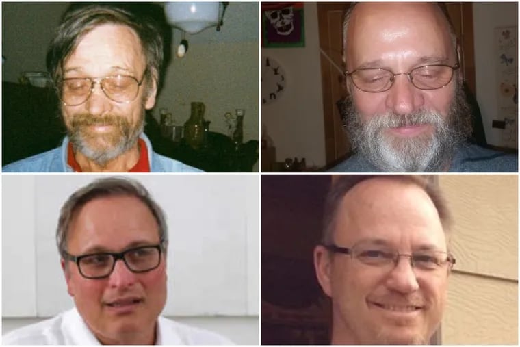 Last year, Kevin Peck, from California, discovered his half-brother, Peter Klenk, a Philly lawyer, on Ancestry.com while searching for his biological father. In July, Peck found their father, now deceased, more siblings, and one more mystery. Clockwise are photos of their father Darold Oliver Hanson, Peck, another half-brother Scott Hanson and Klenk.