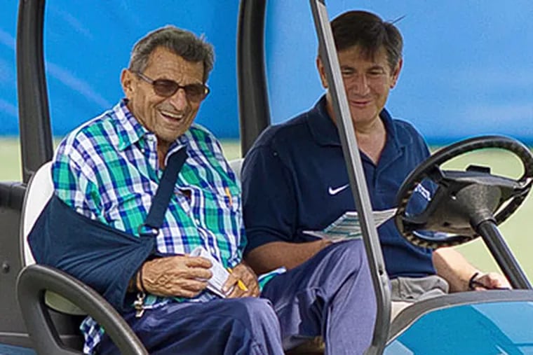 Since being injured Sunday, Joe Paterno has welcomed three recruits to Penn State. (AP Photo)
