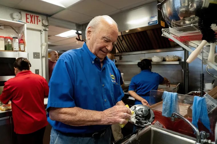 At Joey D's on Main just outside Norristown, the kitchen inside the Sunoco station convenience store is why Super Wawa didn't kill it by opening a block away. Eighty-nine-year-old Sam Seghetti works there for sandwiches and smiles.