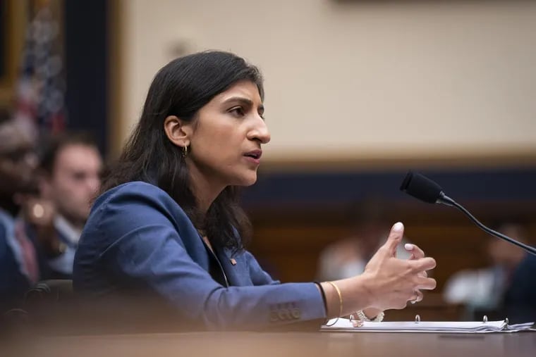 Lina Khan, chair of the Federal Trade Commissions, speaking at a during a House Judiciary Committee hearing in 2023, is among the Biden administration officials critical of consolidation in health care, including the current expansion of private equity's role in the sector.