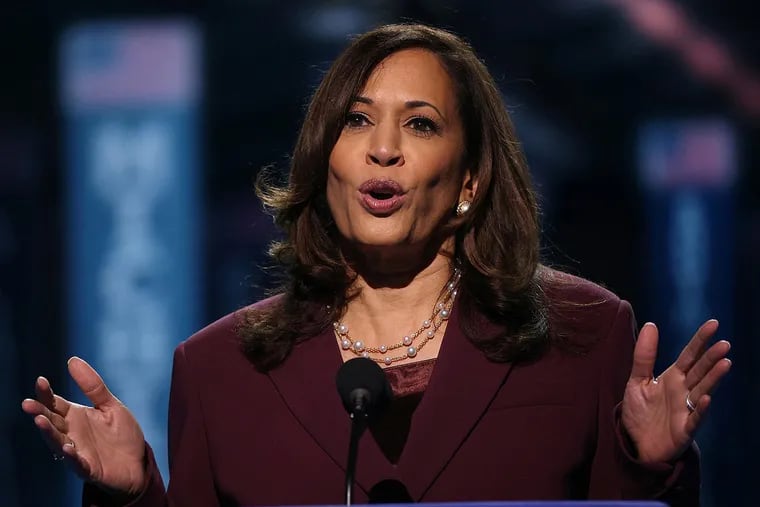 Democratic vice presidential nominee Sen. Kamala Harris (D-CA) speaks on the third night of the Democratic National Convention from the Chase Center in Wilmington, Delaware, on August 19, 2020.