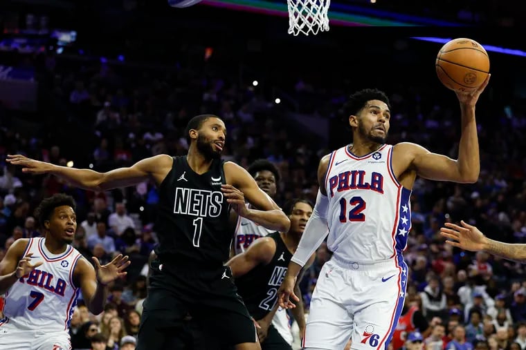 Sixers forward Tobias Harris (right) moved into 165 on the NBA all-time scoring list on Sunday.