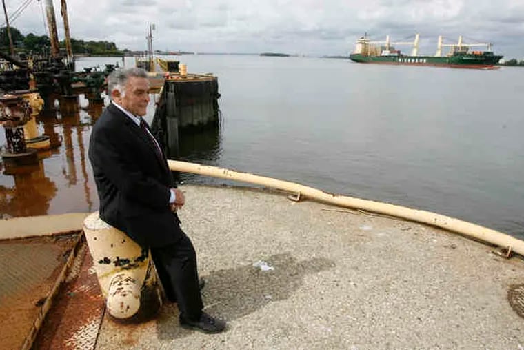 Joseph Balzano, executive director of the South Jersey Port Corp., on the Delaware River quay where the new Paulsboro Marine Terminal will be built.