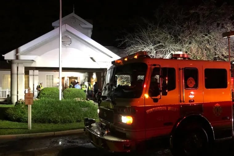 Huntingdon Valley Fire Company responded to a fire alarm at Manor Care Health Services in Lower Moreland shortly after 9 p.m.