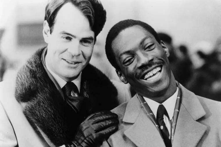 Dan Aykroyd as Louis Winthorpe III and Eddie Murphy as Billy ray Valentine in a scene from the film 'Trading Places', 1983.