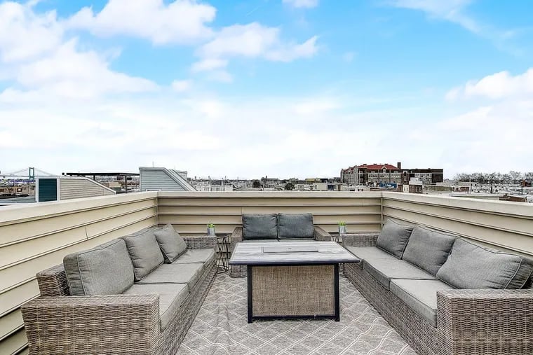 The roof deck on this 2,400-square-foot house in Pennsport has 360-degree views.