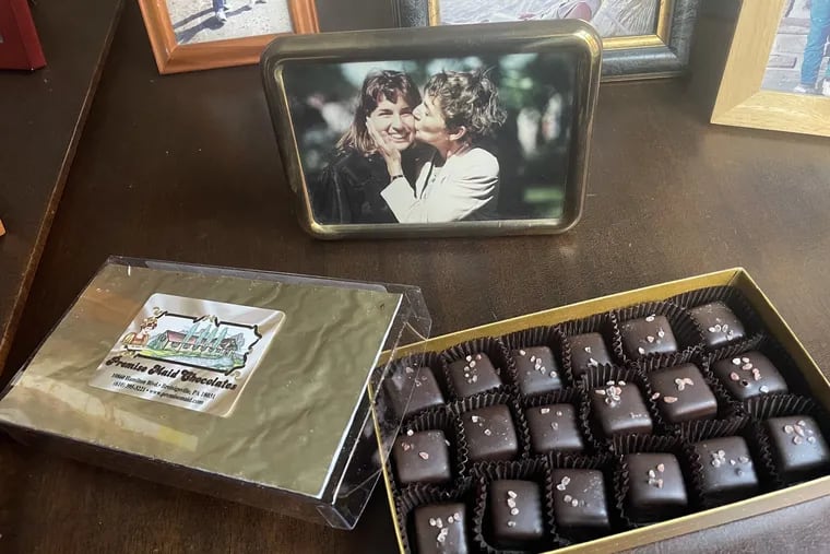 Old-fashioned chocolates are a favorite in Craig LaBan's house, especially these caramels from Premise Maid in Breiningsville, which was a favorite source for Elizabeth LaBan's late mother, Barbara Trostler. A picture of Elizabeth with her mom at her college graduation is in the background.