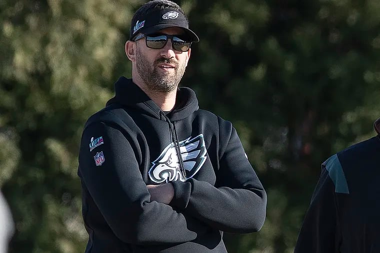 Eagles coach Nick Sirianni during practice on Friday at the NovaCare Complex. Will he return to the basics on Monday night?