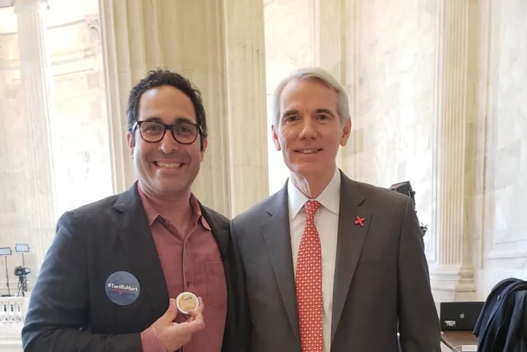 Aaron Muderick, founder of Crazy Aaron's Thinking Putty, pictured with Senator Rob Portman (R-OH) on Feb. 7, 2019. Muderick thanked the Senator for his work on tariffs, especially as it relates to Section 232 issues.