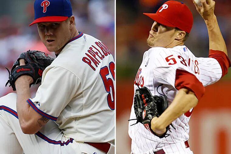 Jonathan Papelbon (left) and Ken Giles (right). (Staff and AP Photos)