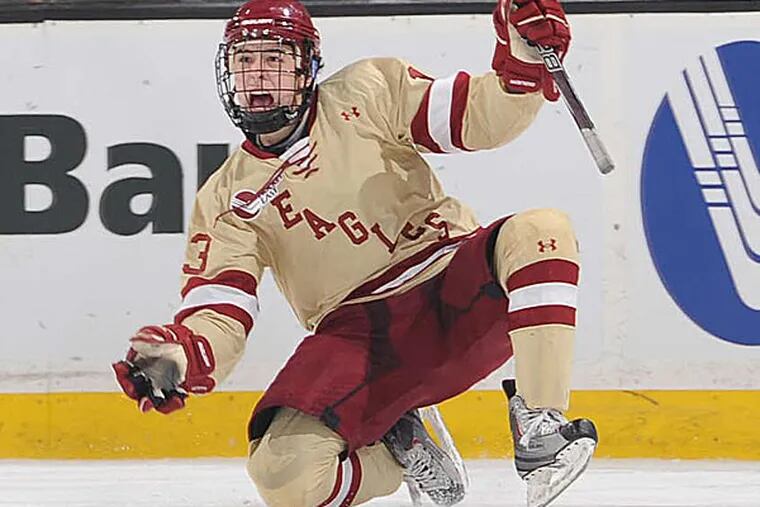 Everyone knows South Jersey's own John Gaudreau, the 19-year-old Boston College standout who starred in the recent world junior hockey championships. (Photo via Boston College Media Relations)