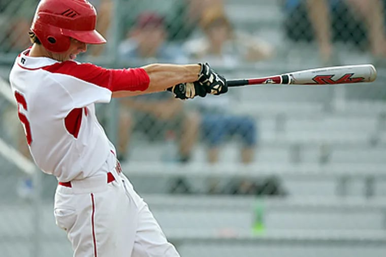Owen J. Roberts' Dave Vining hits a double in the fourth inning. (David Swanson / Staff Photographer)