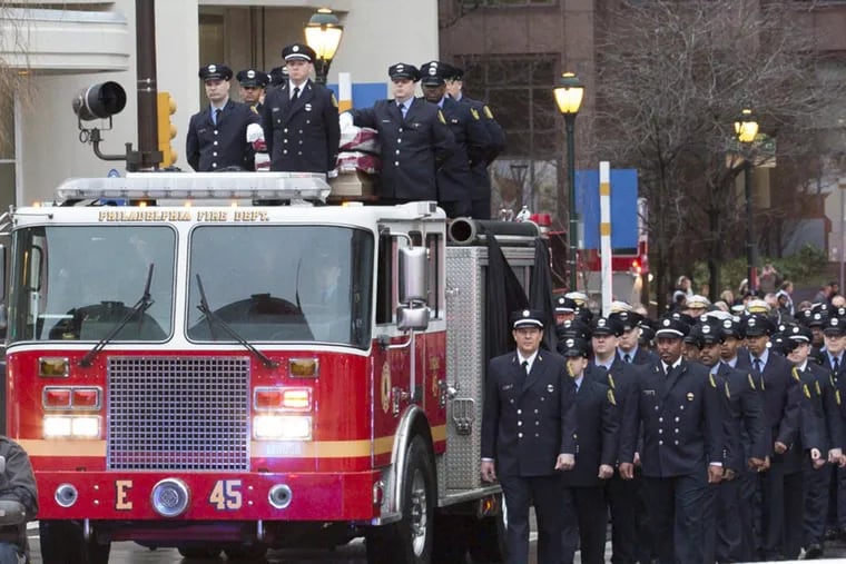 Fire Department procession for Lt. Matthew LeTourneau, 42, a Philadelphia firefighter that died in the line of duty.