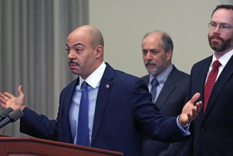D.A. Seth Williams announces criminal charges against three more public officials in corruption probe. (MICHAEL BRYANT / STAFF PHOTOGRAPHER)