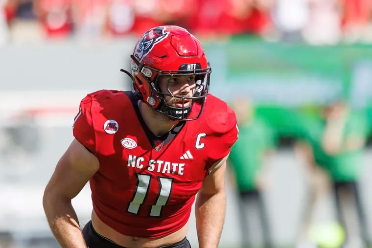 NC State linebacker Payton Wilson has size, speed, and athleticism to cover sideline to sideline and could fit the Eagles' needs.