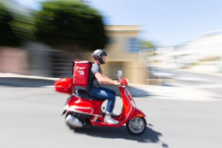 DoorDash Inc., a fast-growing meal delivery company, is among those not collecting the proper amount of sales tax in Pennsylvania, according to state officials. Shown is a DoorDash courier in an image provided by the San Francisco company.