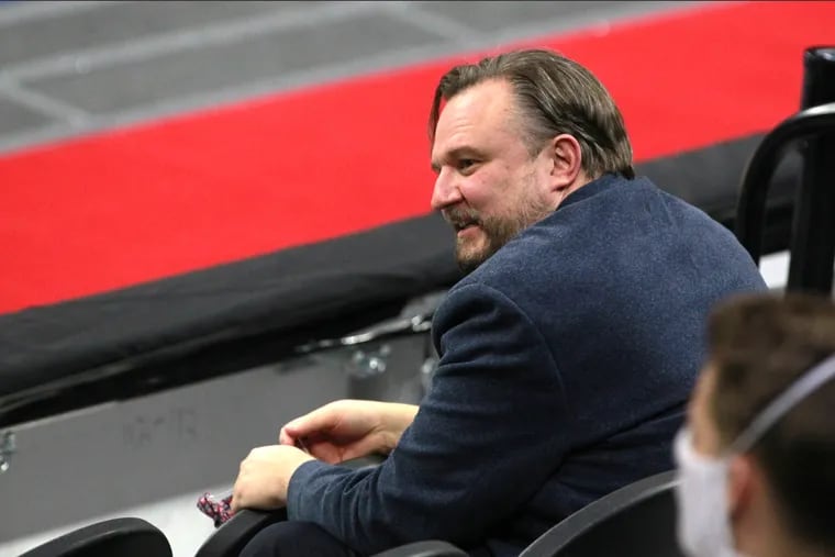 SIxers President Daryl Morey at the game between the Sixers and the Raptors at the Wells Fargo Center on Dec. 29, 2020.