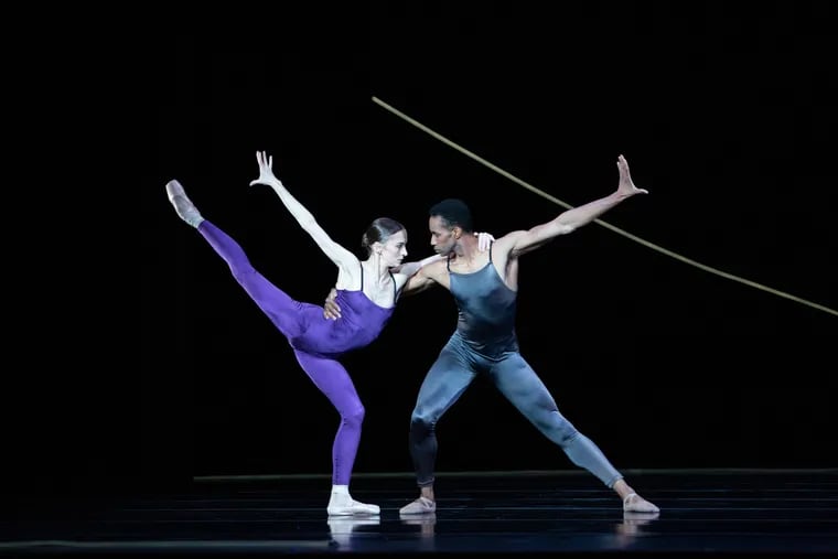 Jermel Johnson and Oksana Maslova of Philadelphia Ballet in Hans van Manen's  "Variations for Two Couples."