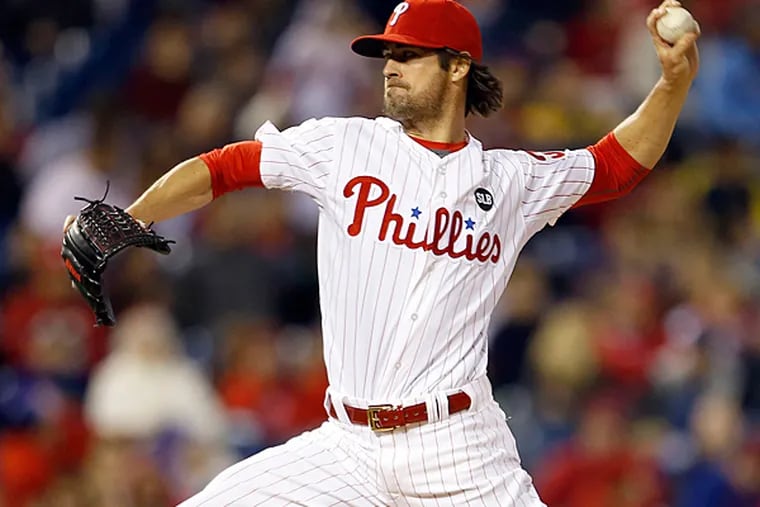 The Phillies’ Cole Hamels pitches in the third inning against the Washington Nationals on Saturday, April 11, 2015, in Philadelphia.  (Yong Kim/Staff Photographer)